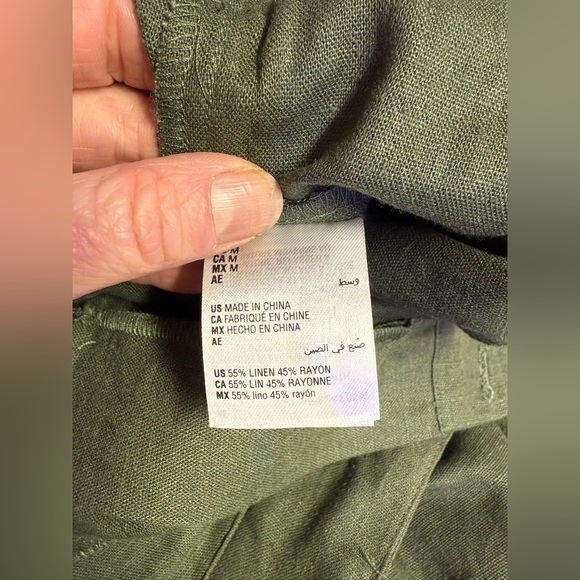 INC International Concepts Olive green belted Linen blend wide leg pants size M - Picture 11 of 13
